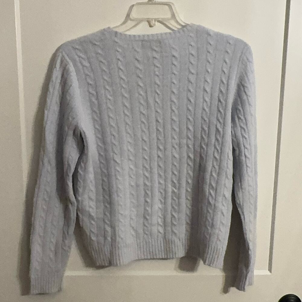 LAUREN RALPH LAUREN Sz L Blue Wool Blend Crew Neck Pullover Sweater Preppy Warm